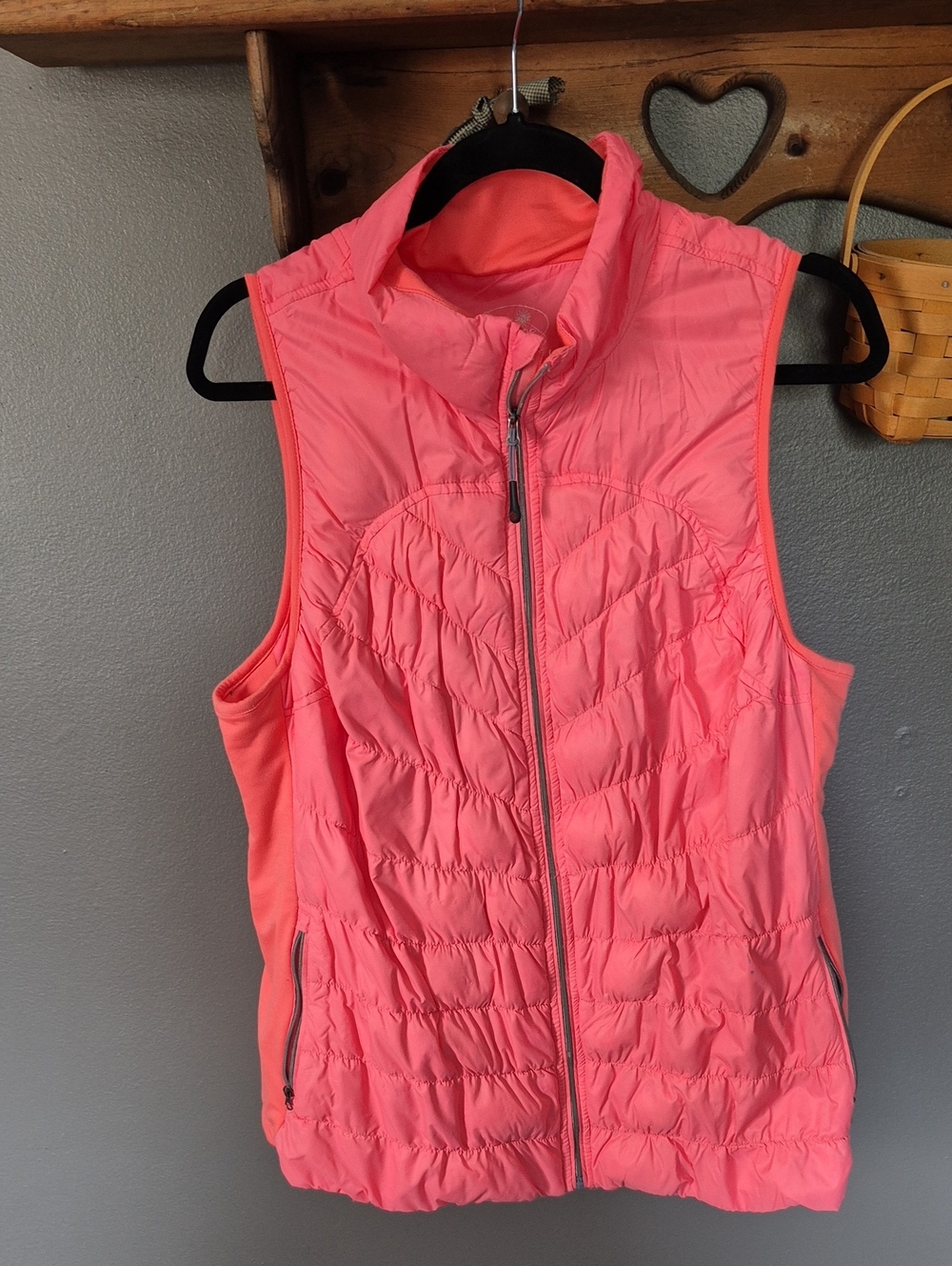 Tangerine Coral Pink Quilted Lightweight Vest